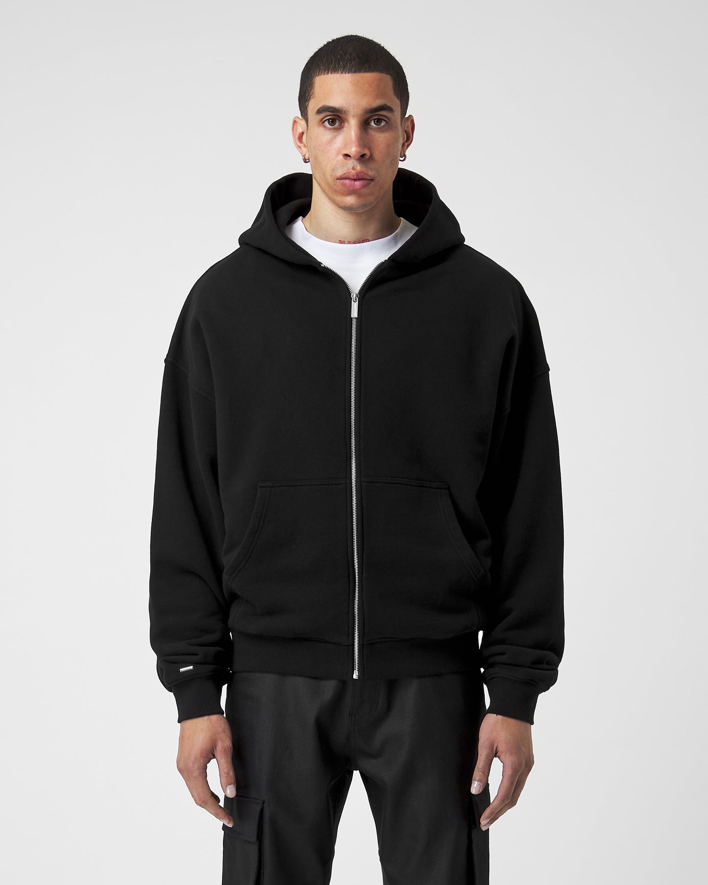 Black Basic Zip Hoodie