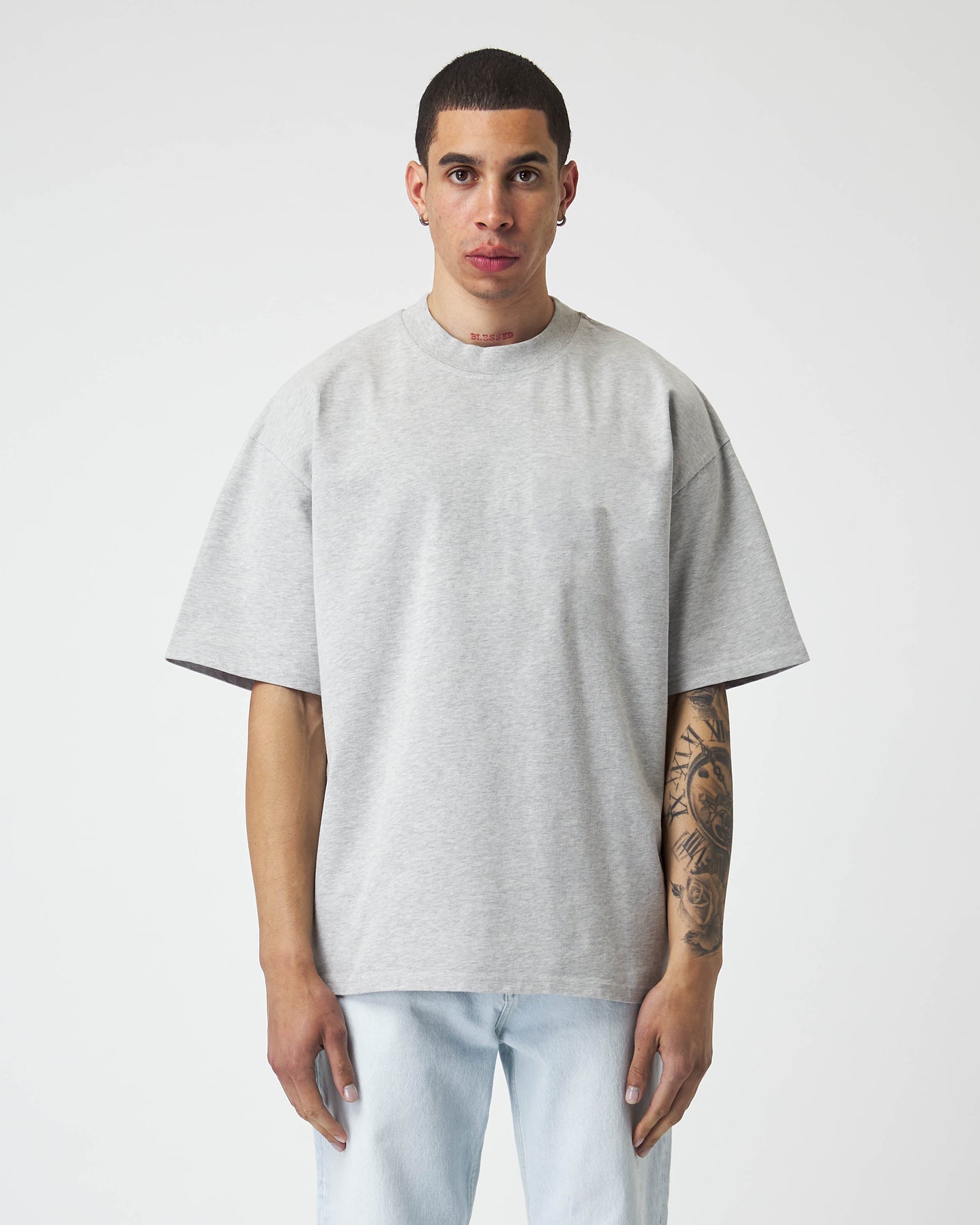 Heavy Grey Melange Basic T-Shirt