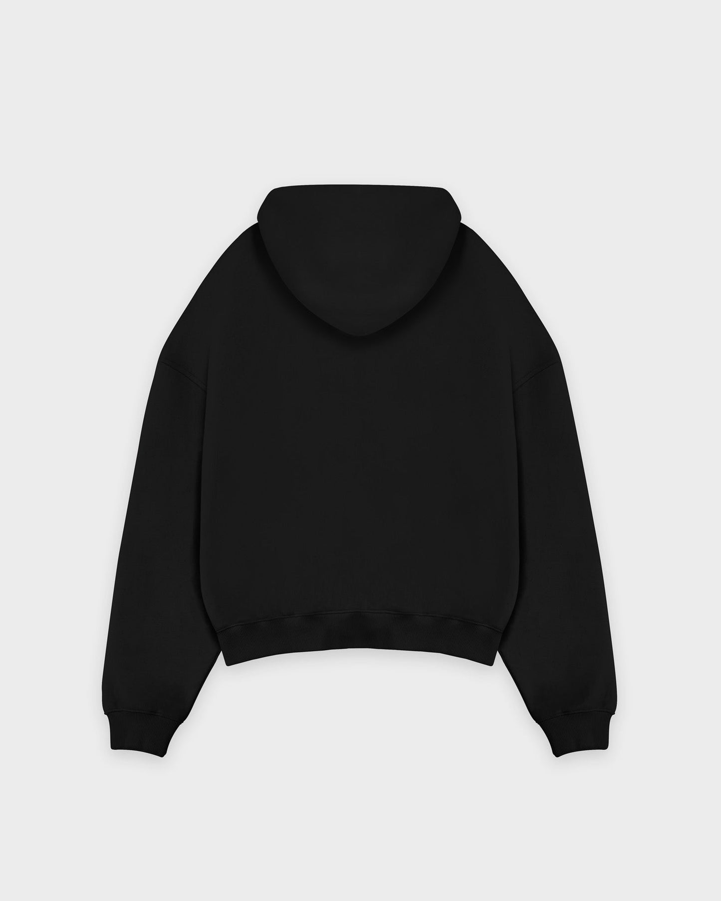 Heavy Cropped Black Basic Hoodie