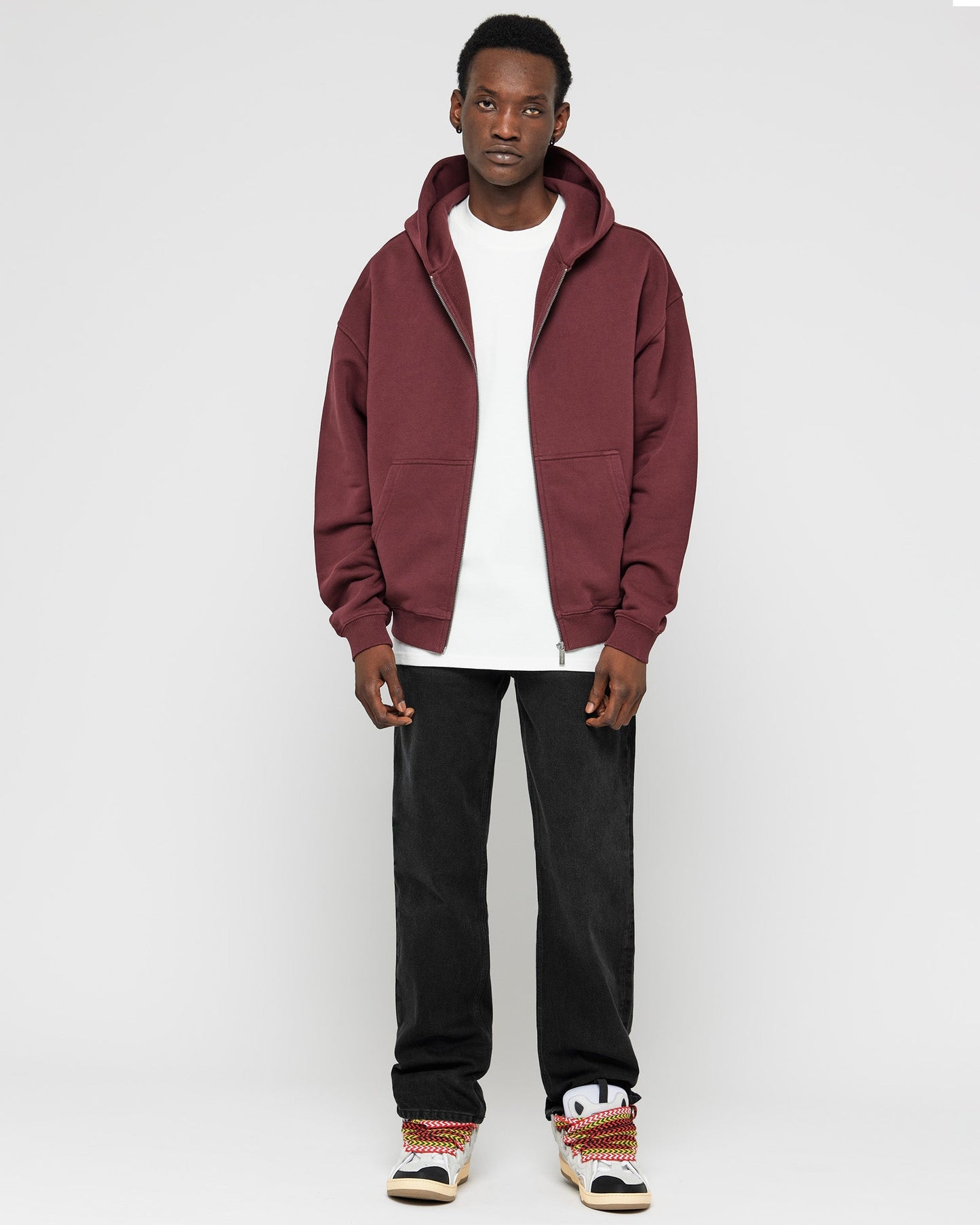 Heavy Ruby Red Basic Zip Hoodie