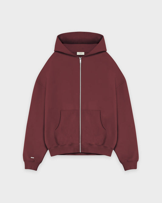 Heavy Ruby Red Basic Zip Hoodie